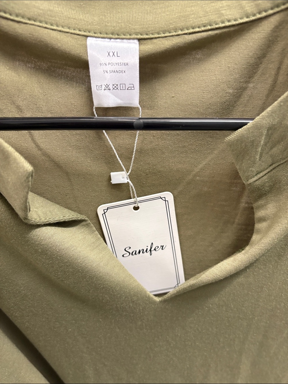 Women's Olive Green Split-Neck Top NWOT! - Picture 2 of 7